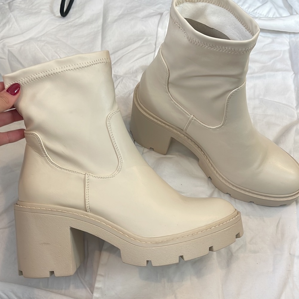 Chunky white booties